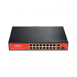 WI-PS518G - 19 портов гигабитов 10/100/1000 PoE switch 16x PoE + 2UpLink FE + 1UpLink оптичен порт Wi-Tek