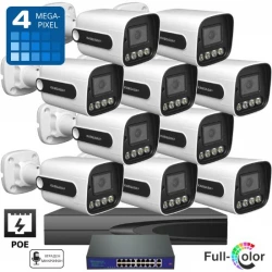10IP4B-PoE — IP Цифров комплект с 10бр. PoE камери 4MPX Dual Light с микрофон и цветно нощно виждане, 4K 10 канален NVR и PoE суич