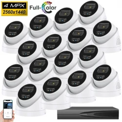16IP-RDM - IP Комплект с 16 бр. външни 4MPX IP куполни камери Full Color и 16-канален NVR 8MPX 4K