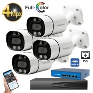 4IP4MA-PoE — IP цифров PoE комплект с 4 камери 4MPX с микрофон и Dual Light за цветно нощно виждане, 10 канален 4K NVR и PoE суич