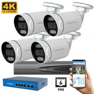 4K IP комплект с 4бр 8MPX IP PoE външни камери с микрофон и цветно нощно виждане, 10 канален 4K NVR и PoE суич - 4IP8ADL-PoE