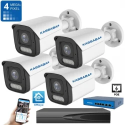 IP комплект с 4бр POE външни 4MPX IP камери с микрофон и цветно нощно наблюдение 4K 10 канален NVR и PoE Суич - 4M30POE
