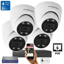 4RDS4P - 4 канален IP PoE комплект с 4 външни куполни Dual Light камери с микрофон и цветно нощно виждане 10 канален 4K NVR и PoE суич