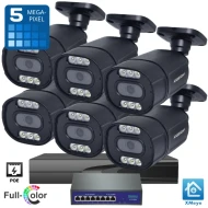 IP Цифров комплект с 6бр. 5MPX PoE камери с микрофон, Dual Light и цветно нощно виждане, 10-канален 4K NVR и PoE суич - 6B3750-POE