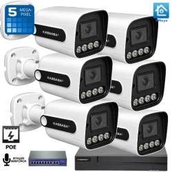 PoE IP комплект от 6 камери с 5MPX, цветно нощно виждане, микрофон с 10-канален 4K NVR и суич за професионално видеонаблюдение - 6IP5B40-POE