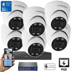6RDS4P — Цифров IP комплект с 6бр. PoE куполни камери 4MPX Dual Light с микрофони и цветно нощно виждане, 4K  10 канален NVR и PoE суич