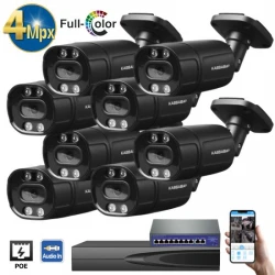 8BL4IP — IP PoE цифров комплект с 8бр. 4MPX камери с Dual Light за цветно нощно виждане и микрофон, 10 канален 8MPX NVR и PoE суич