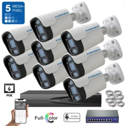 8IP35ADL-PoE - Пълен IP Ultra HD комплект с 8бр POE камери с микрофон за външен монтаж и с цветно нощно виждане, 10 канален NVR, POE суич и 10м LAN кабели