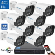 4MP Комплект с 8 IP PoE булет камери за външен монтаж с миктофон, Dual Light технология и 10 канален 4K 8MPX NVR - 8IP35AW