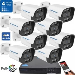 4MP Комплект с 8 IP PoE булет камери за външен монтаж с миктофон, Dual Light технология и 10 канален 4K 8MPX NVR - 8IP35AW