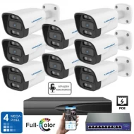 IP комплект с 8 външни PoE камери 4MPX с микрофон и Dual Light, 10 канален 4K 8MP NVR, PoE суич и кабели - 8IP35POE