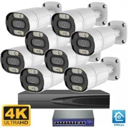 8MPX Комплект за видеонаблюдение с 8 външни 4K PoE IP камери с цветно нощно виждане и вграден микрофон, 10-канален 4K NVR и PoE суич – 8IP8DL-PoE