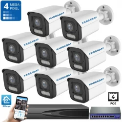 4MP комплект с 8бр външни PoE IP камери с микрофон Full Color до 35м 4K 10 канален 8MP NVR и PoE суич - 8M30POE