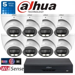DAH8DAFC - Комплект с 8бр. куполни Dahua 4в1 камери с dual light подсветка 40 метра, вграден микрофон и 8 канален AI XVR Dahua