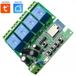  TS-RL4W-85-265 - 4 канален безжичен smart WiFi прекъсвач TUYA SMART 10A 85V-265V AC с 4 релета