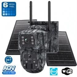 Соларна Камуфлажна WiFi камера 6MPX с постоянен видеозапис AOV 24/7, с два мощни соларни панела, нощно виждане и микрофон - UB-DP37HUNT-AOV-WF