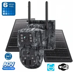 Соларна Камуфлажна WiFi камера 6MPX с постоянен видеозапис AOV 24/7, с два мощни соларни панела, нощно виждане и микрофон - UB-DP37HUNT-AOV-WF