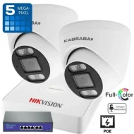 HIK2IPD - Комплект с 2бр. IP куполни PoE камери 5MPX Dual Light с микрофон и цветно нощно виждане, 4 канален NVR Hikvision и PoE суич
