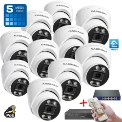 10RDS5М - 5MP Ultra HD комплект за видеонаблюдение с 10 IP PоE вандалоустойчиви куполни камери с цветно нощно виждане, микрофон и 10 канален 8MPX NVR и PoE суич