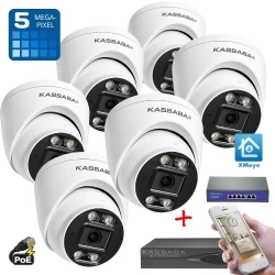 5MP Ultra HD комплект за видеонаблюдение с 6 PоE IP вандалоустойчиви куполни камери цветно нощно виждане, микрофон и 10 канален 4K NVR и PoE суич - 6RDS5M