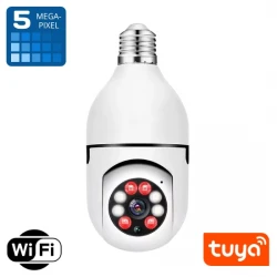 Вътрешна WiFi камера крушка 5MPX UltraHD с вградени миркофон, цветно нощно виждане и детекция на хора и проследяване на движение TUYA Smart  - TS-BLI500W