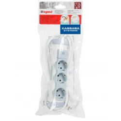 Разклонител Legrand Comfort 3X2P+E с 3 м. кабел - бял