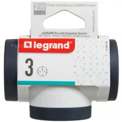 Разклонител-щепсел Legrand 3X2P+E- цвят бяло/сиво